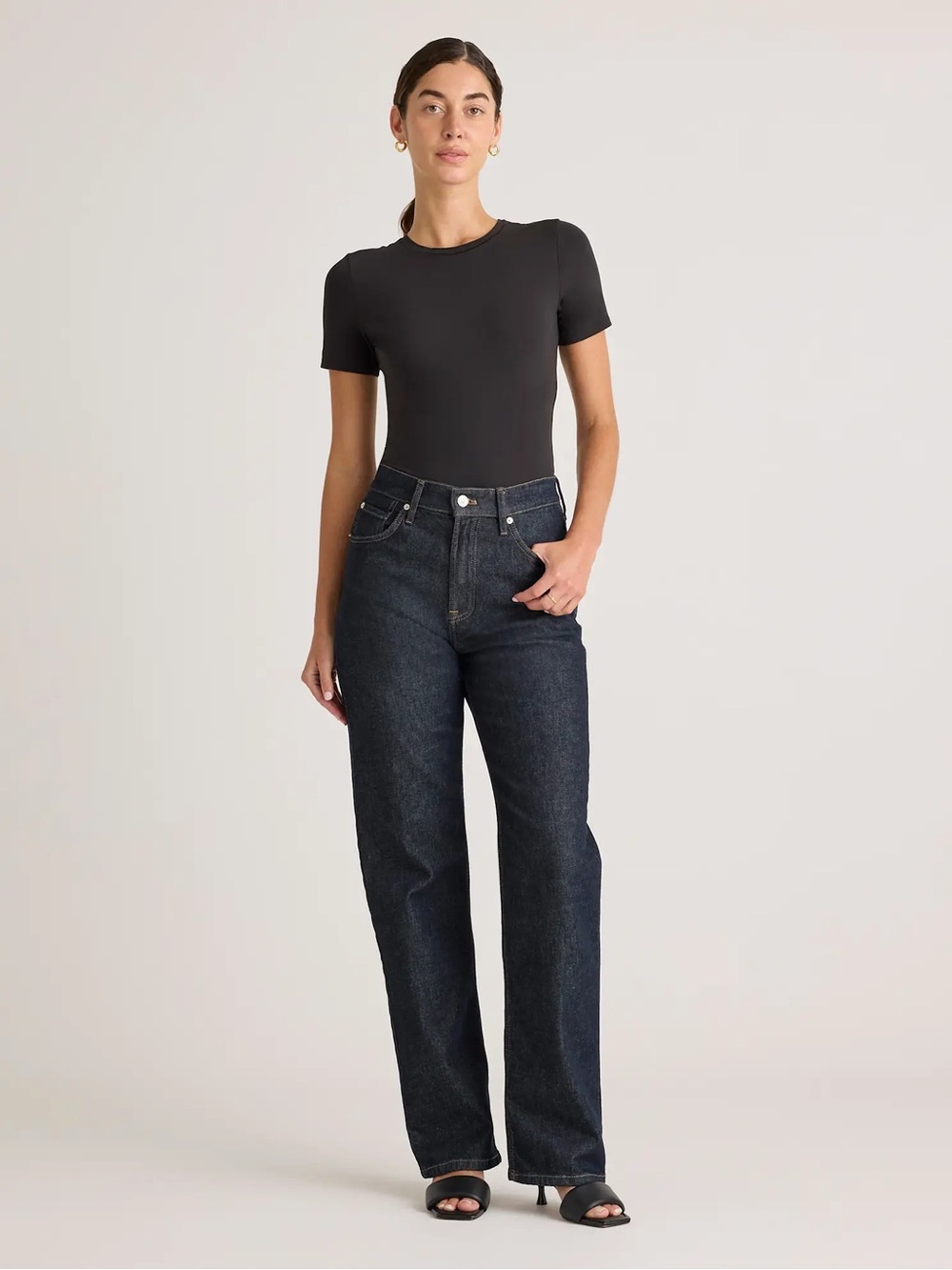 NWT Quince Second Skin T-Shirt Bodysuit black medium - Picture 4 of 9